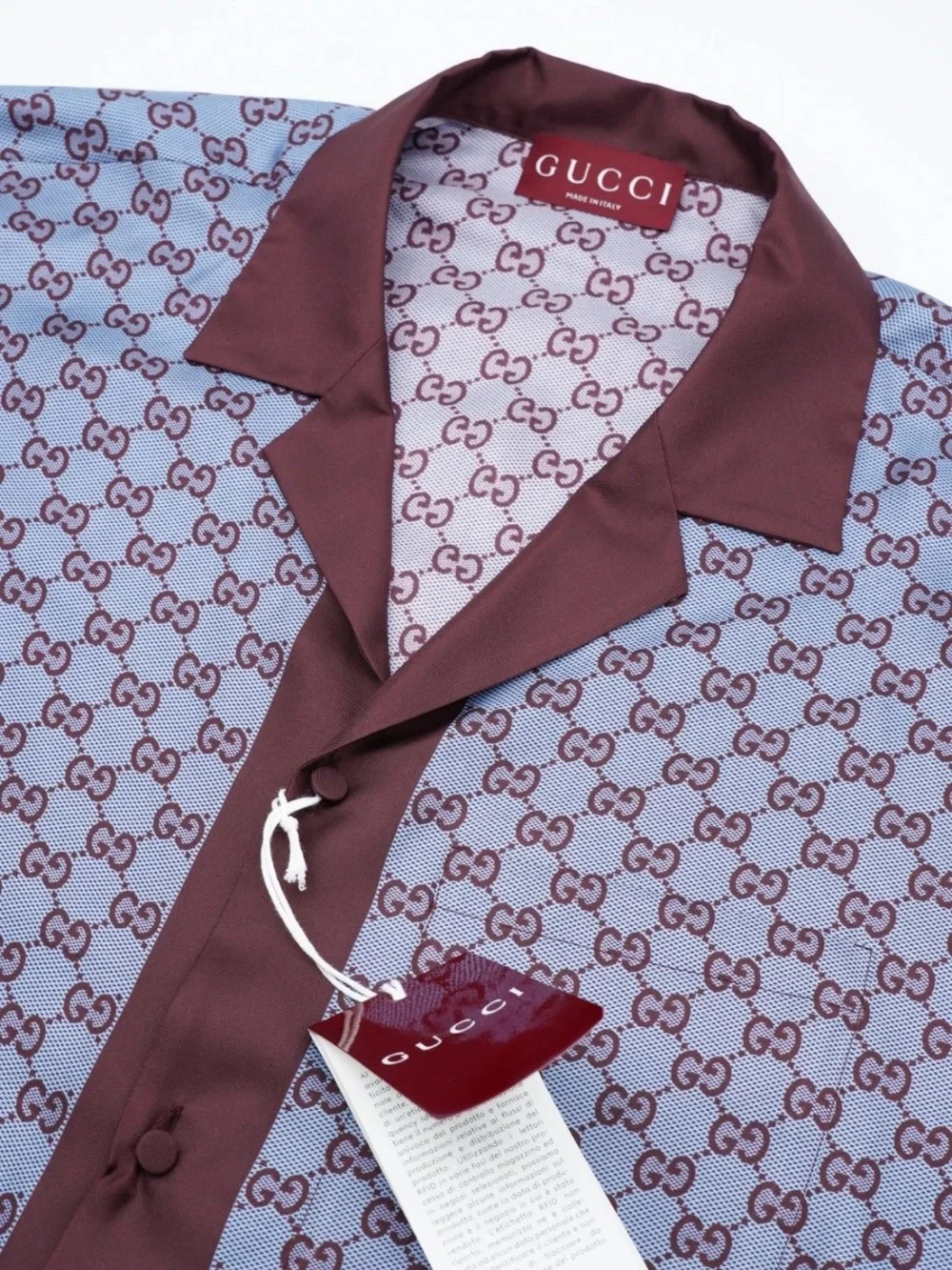 Men's Gucci 100% silk bowling shirt size 50/large US made in Italy